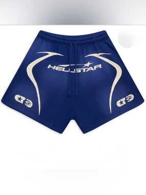 Hellstar Warm Up Shorts Blue XL Streetwear Graphic Athletic Designer
